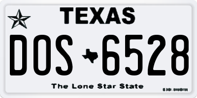 TX license plate DOS6528