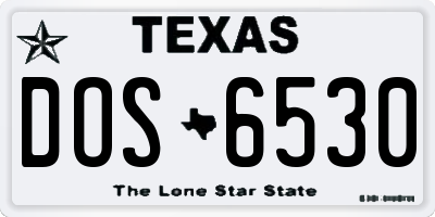 TX license plate DOS6530