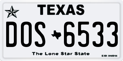 TX license plate DOS6533