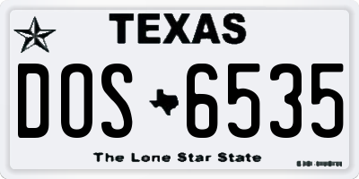 TX license plate DOS6535