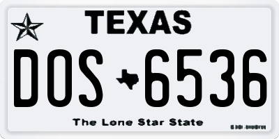 TX license plate DOS6536