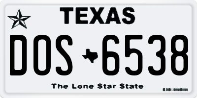 TX license plate DOS6538
