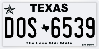 TX license plate DOS6539