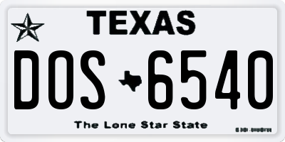 TX license plate DOS6540