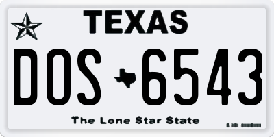 TX license plate DOS6543