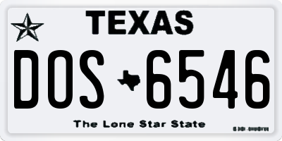TX license plate DOS6546