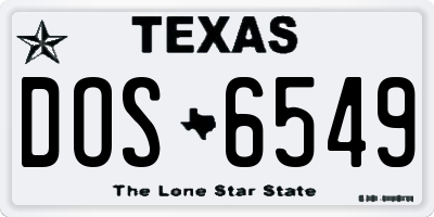 TX license plate DOS6549