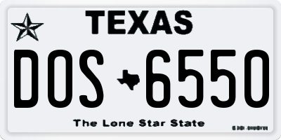 TX license plate DOS6550