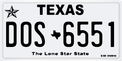 TX license plate DOS6551