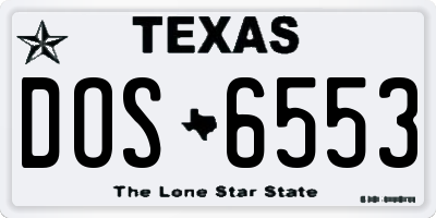 TX license plate DOS6553