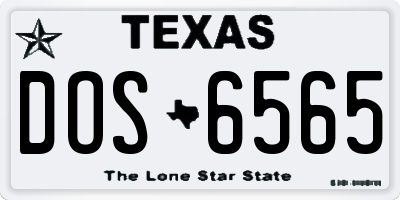 TX license plate DOS6565