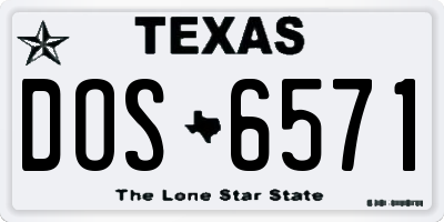 TX license plate DOS6571