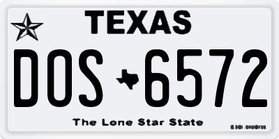 TX license plate DOS6572
