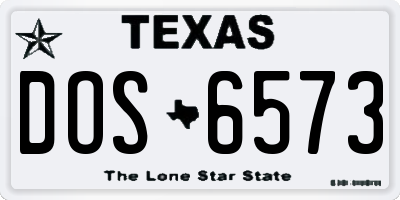 TX license plate DOS6573