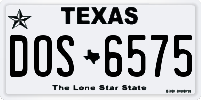 TX license plate DOS6575