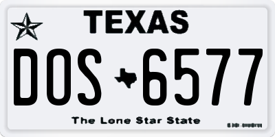 TX license plate DOS6577
