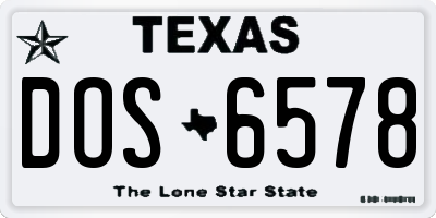 TX license plate DOS6578