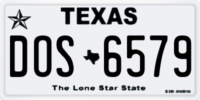 TX license plate DOS6579