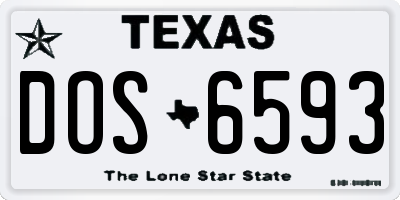 TX license plate DOS6593