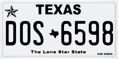 TX license plate DOS6598