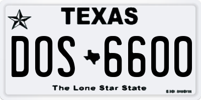 TX license plate DOS6600