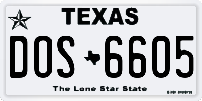 TX license plate DOS6605
