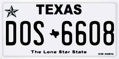 TX license plate DOS6608