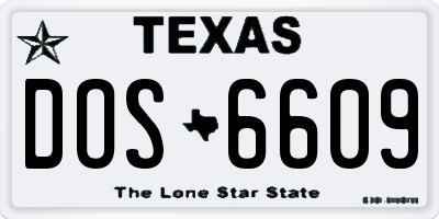 TX license plate DOS6609