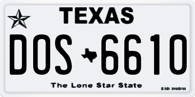 TX license plate DOS6610