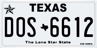 TX license plate DOS6612