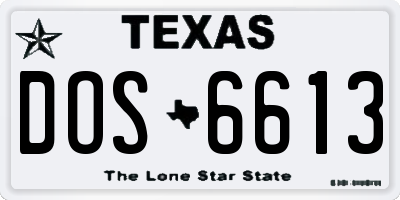 TX license plate DOS6613