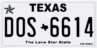 TX license plate DOS6614