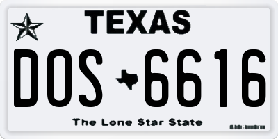 TX license plate DOS6616