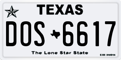TX license plate DOS6617