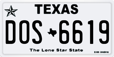 TX license plate DOS6619