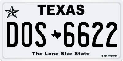 TX license plate DOS6622