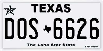 TX license plate DOS6626