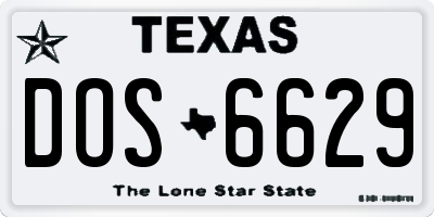 TX license plate DOS6629
