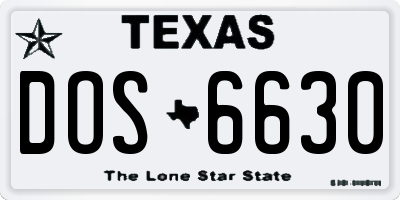 TX license plate DOS6630