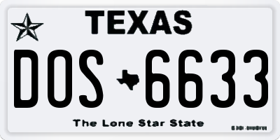 TX license plate DOS6633