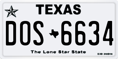 TX license plate DOS6634