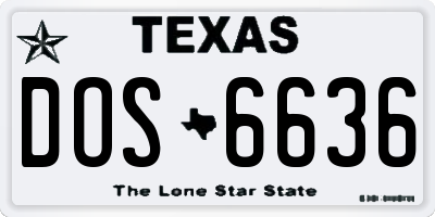 TX license plate DOS6636