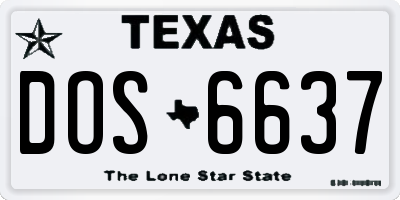 TX license plate DOS6637