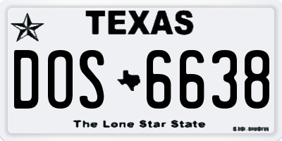 TX license plate DOS6638