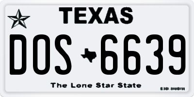 TX license plate DOS6639