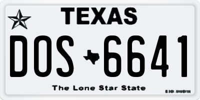 TX license plate DOS6641
