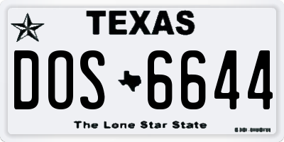 TX license plate DOS6644
