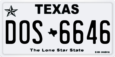 TX license plate DOS6646