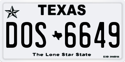 TX license plate DOS6649