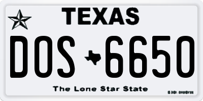 TX license plate DOS6650